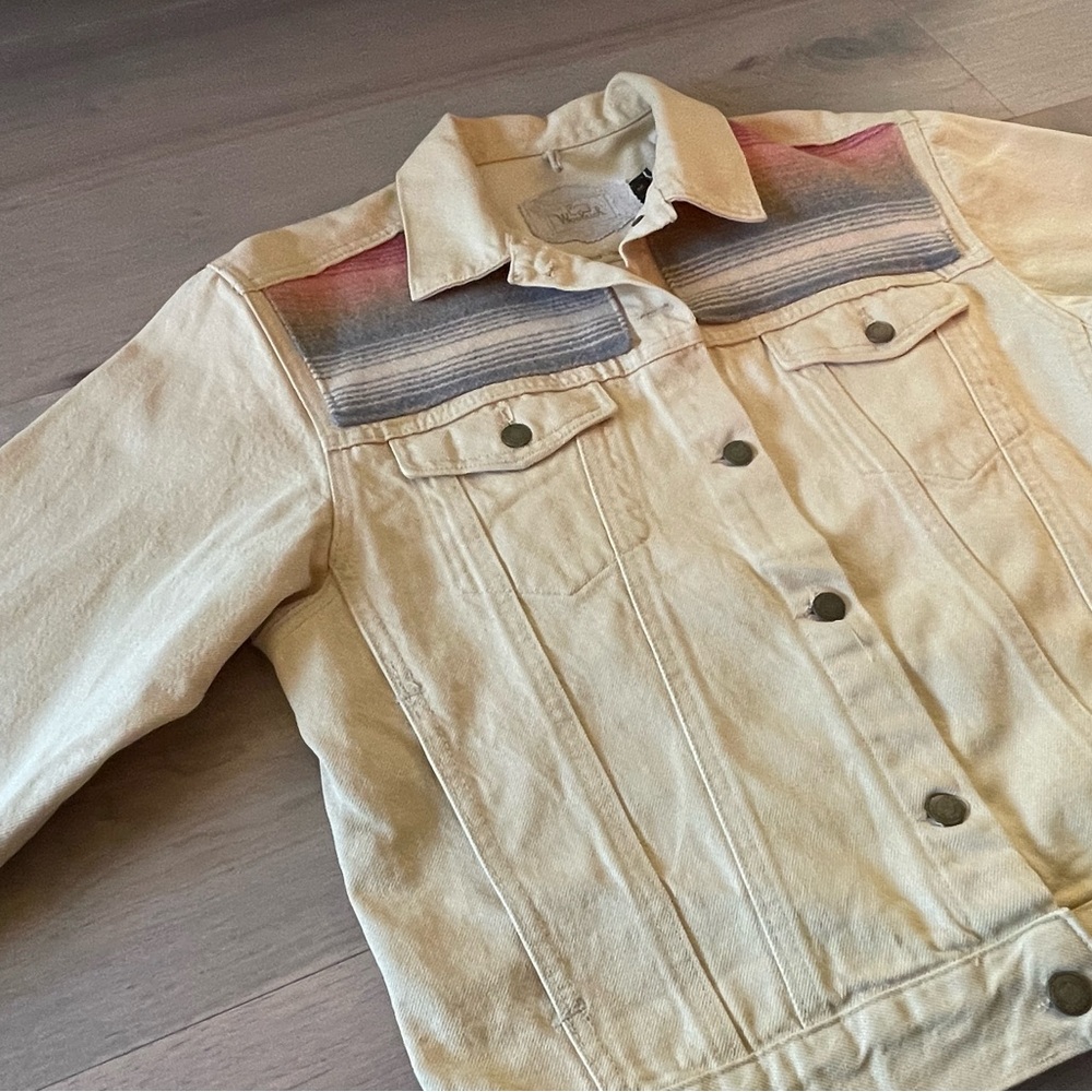 VTG Woolrich Denim Jacket with Wool Santa Fe Style Panels - Picture 4 of 11
